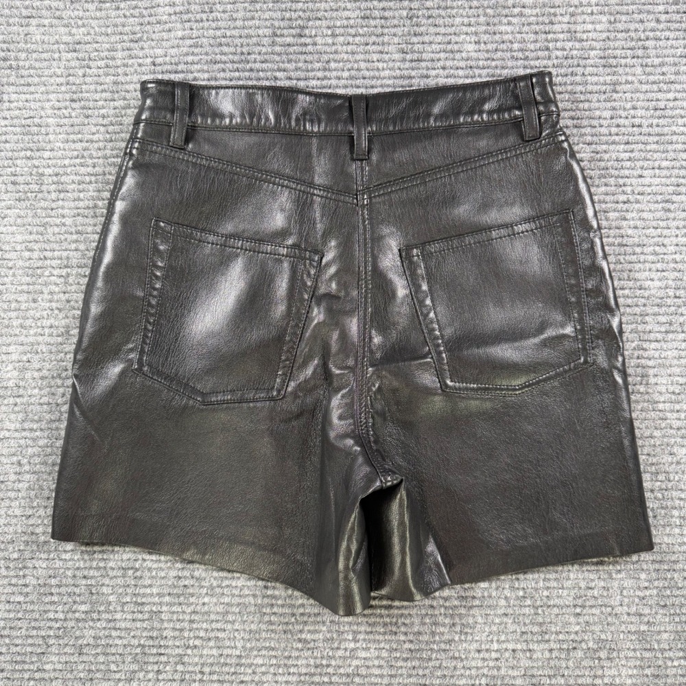Wilfred Aritzia Black Faux Leather High Rise Shorts Womens 4 Zip Fly 5-Pocket - Picture 2 of 10